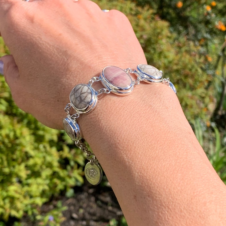 Beetroot Stone and Tisbury Coral Bracelet, Handmade in 925 Sterling ...