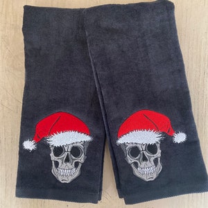 Gothic Christmas Hand Towels, Christmas Skull hand towels, Christmas Decor, Christmas Home and Living Decor