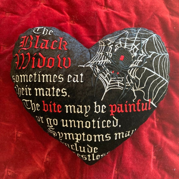 Valloween Heart Shaped Pillow, Gothic Valentines Day Pillow, Dark Valentines Day Drcor