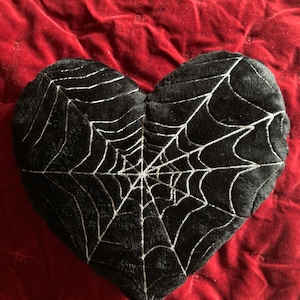 Valloween Heart Shaped Pillow, Gothic Valentines Day Pillow, Dark Valentines Day Decor