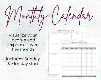 Monthly Budget Calendar