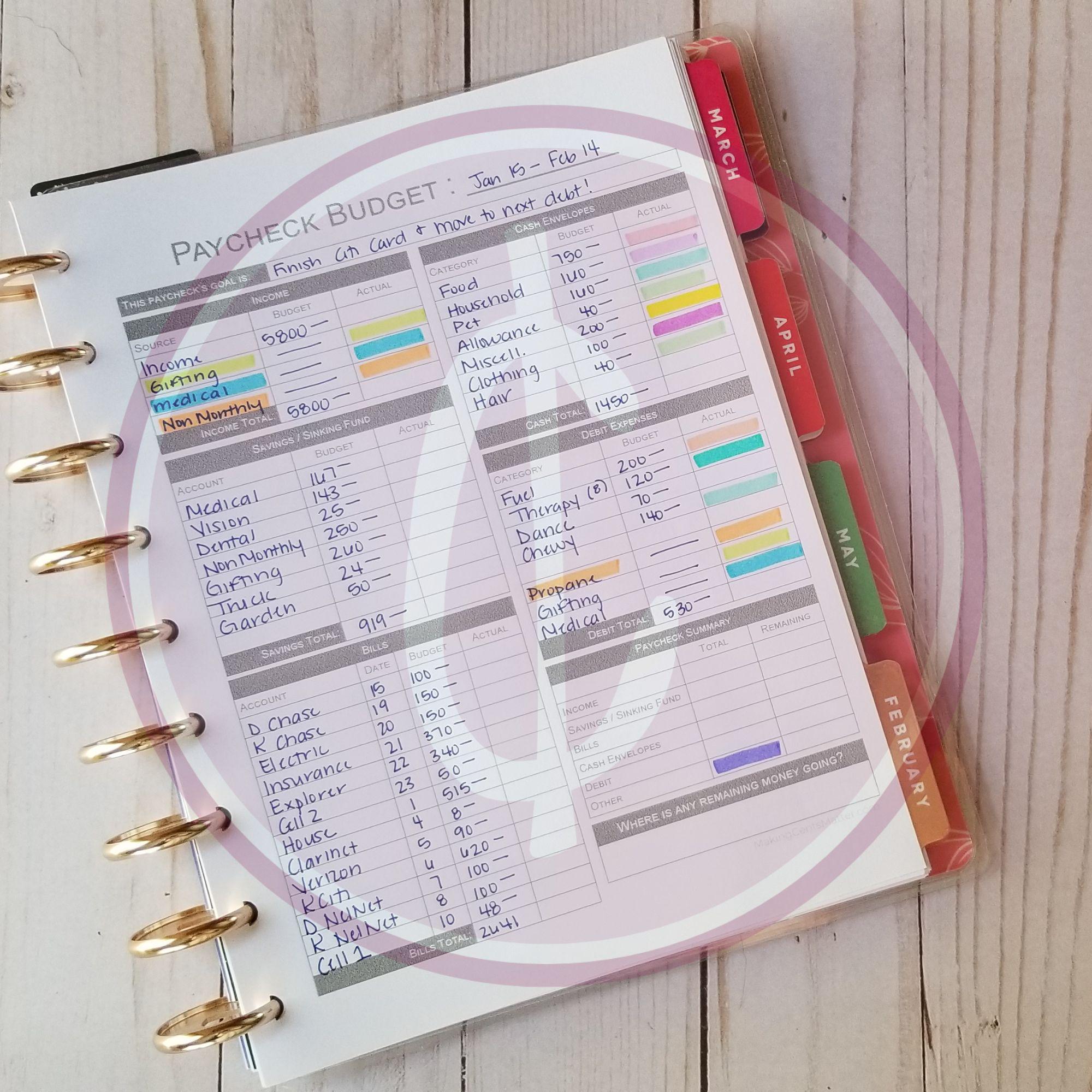 Paycheck Budget Bundle Etsy