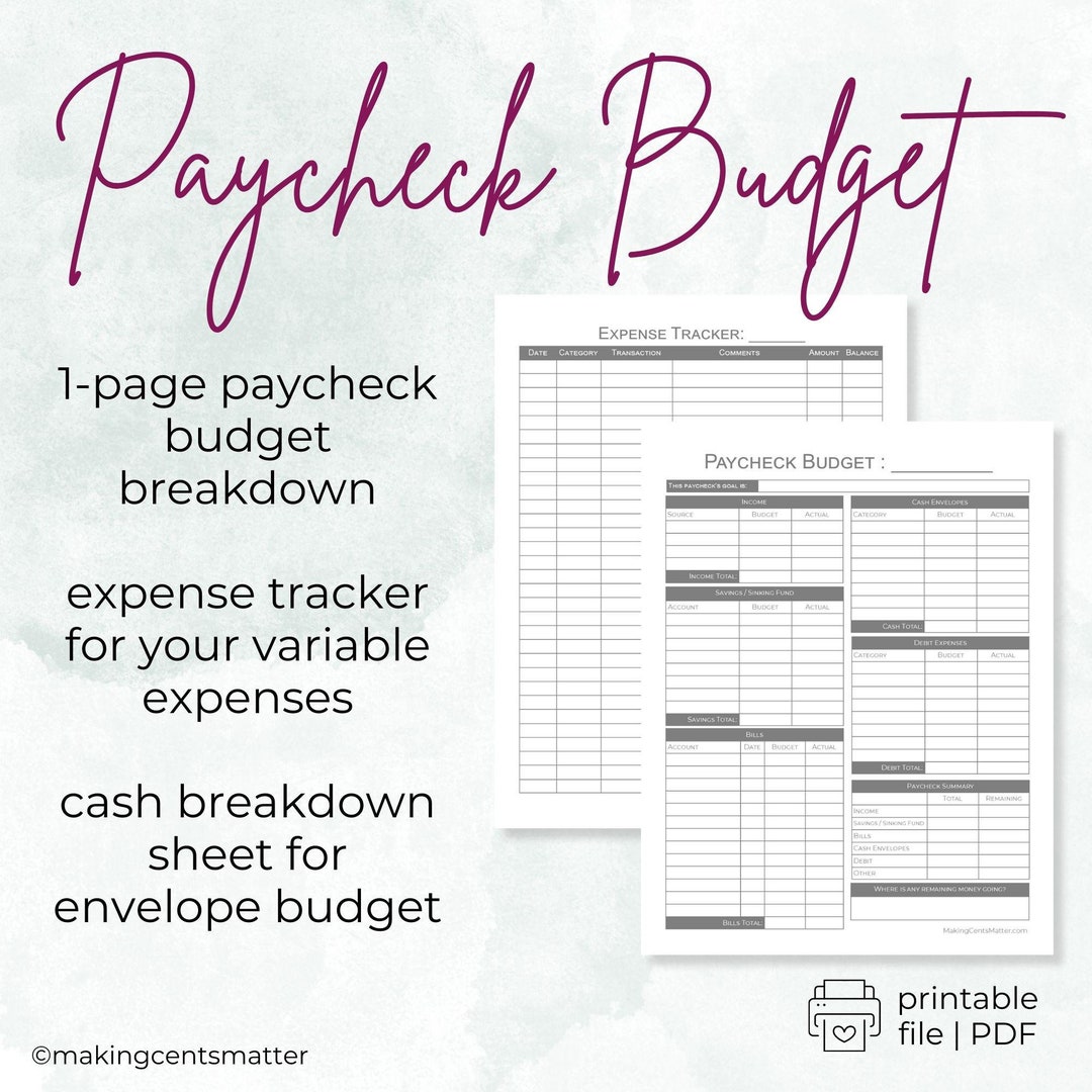Paycheck Budget Bundle Etsy