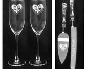 Nightmare Before Christmas set of wedding glasses and knife set custom personalized free shipping