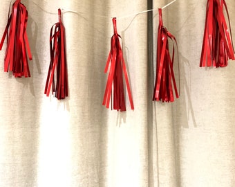 Red Metallic Tassel Garland / Giant Balloon Tail