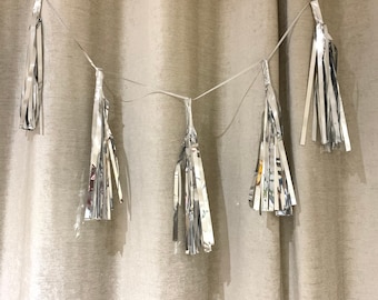 Silver Metallic Tassel Garland / Giant Balloon Tail