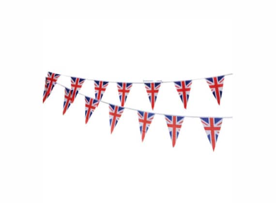 Union Jack Fabric Bunting Adult Blue Red White 3 Metres Union Jack Fabric Bunting Adult Blue Red White 3 Metres
