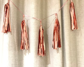 Rose Gold Metallic Tassel Garland / Giant Balloon Tail