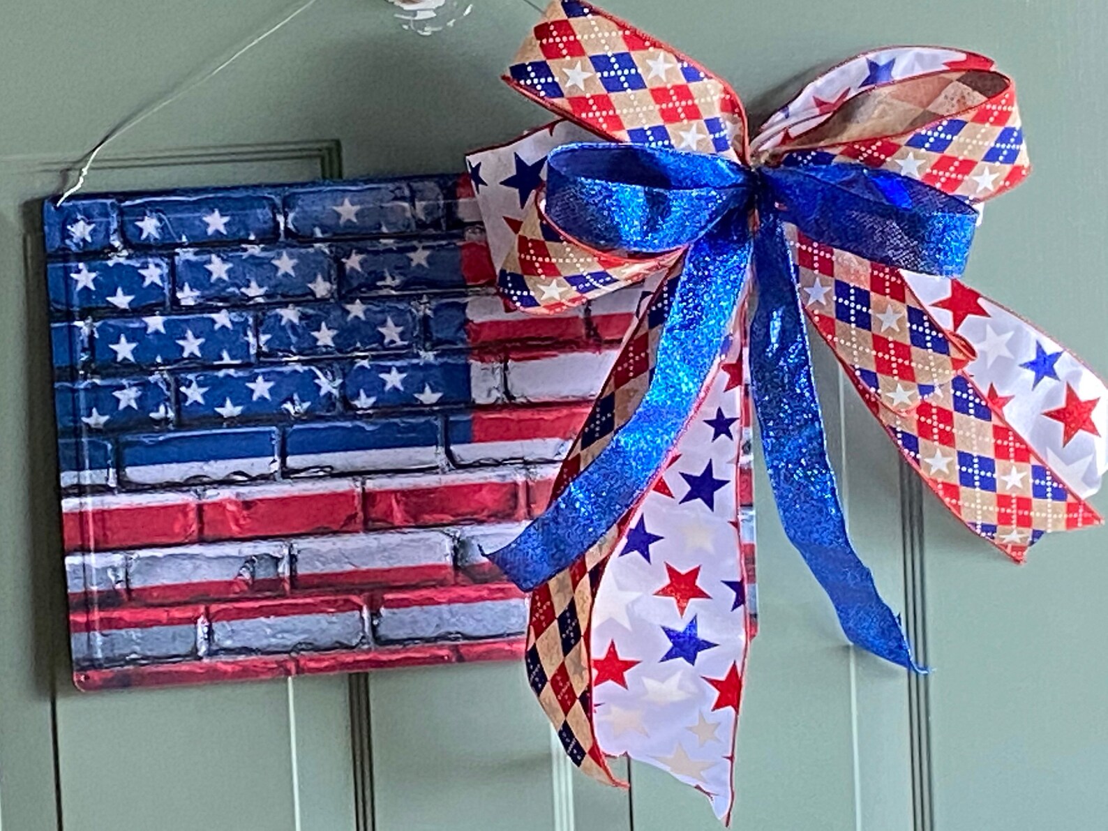 Metal American Flag Door Hanger With Silver Metal Hanger and a Etsy