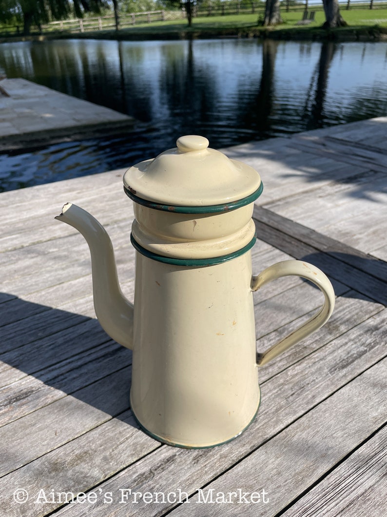 Vintage Enamelware Coffee Pot, Yellow, 3 Pieces C. 1920s Etsy Canada