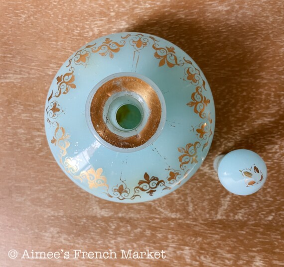 Antique French Blue Opaline Perfume Bottle - image 4