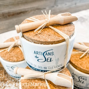 Fleur de Sel Guerande (from Brittany France) - Ceramic Jar with Scoop - Small Production Salt, 100g
