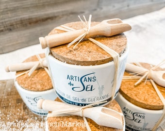 Fleur de Sel Sea Salt – Guerande France, Ceramic Jar & Scoop