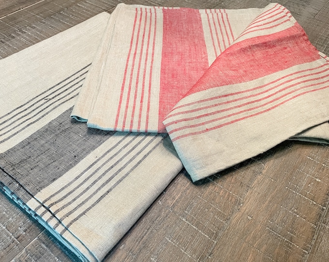 French Linen Tablecloths - Handmade in France - Stripes (fast shipping from US)