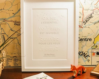 French Art Print - “The Little Prince” Quote Hand Printed in Paris