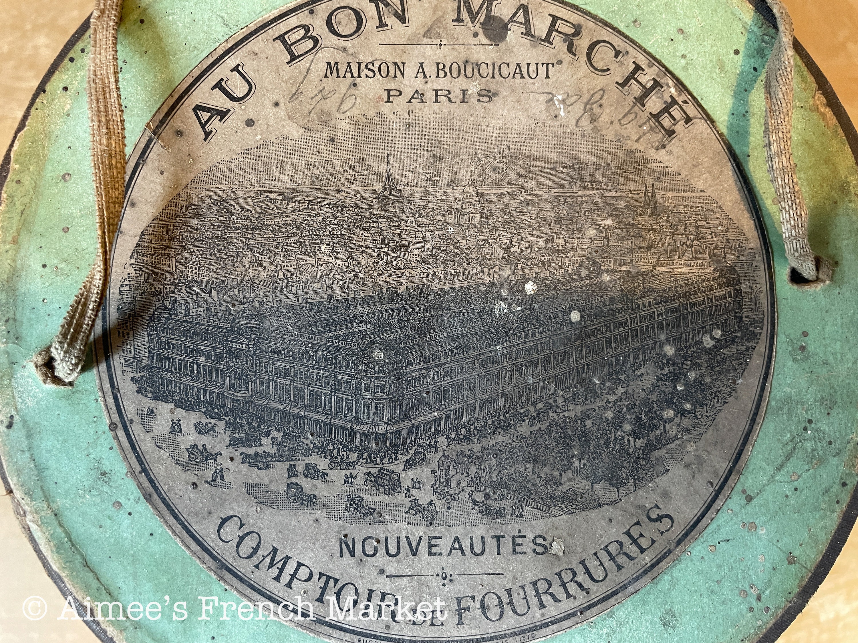Antique French Feather Muff in Original Au Bon Marché Box, Paris C