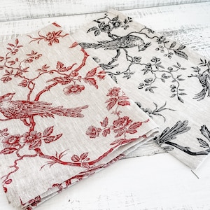 Handmade French Linen Tableware - The Oiseau/Bird Collection - Tablecloths, Napkins and Tablerunner