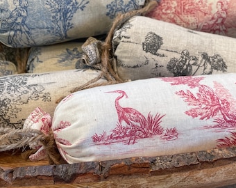 Toile Bolster Style Lavender Sachets - Beautiful, Large and Handmade in Provence