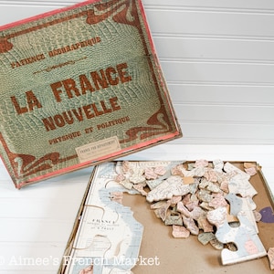 La France Nouvelle Antique Puzzle Map of France - Wood, c. 1918