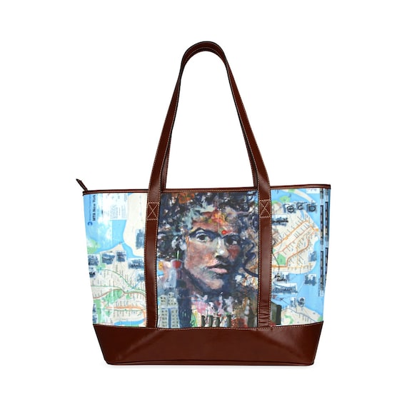 oil painting New York NYC subway map beach bag Tote Bag oil painting original art by Preet Srivastava Indian Artwork shopping bag