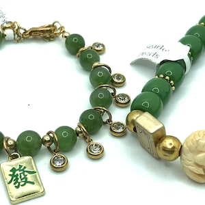 Jade bead mahjong bracelets