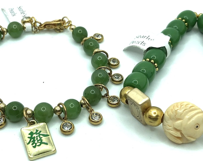 Jade bead mahjong bracelets