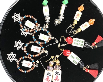 Mahjong earrings with small tiles