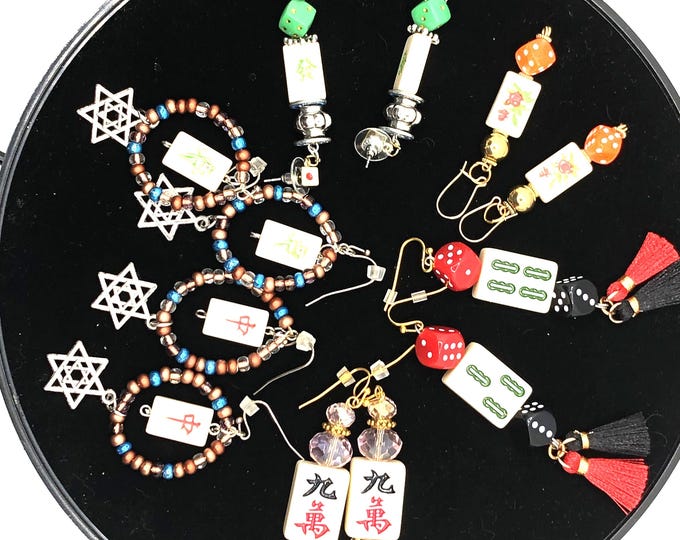Mahjong earrings with small tiles