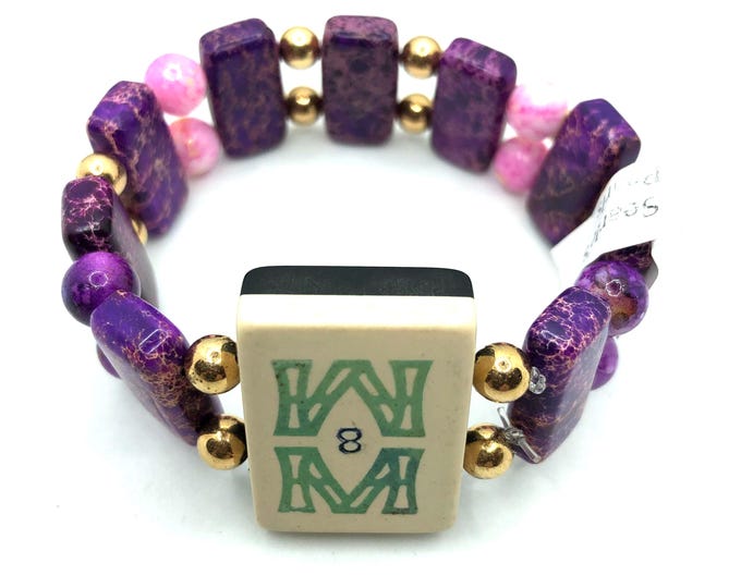 Mahjong bracelets with rectangular stone beads