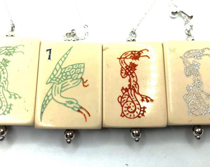 Delicate pendant mahjong necklace