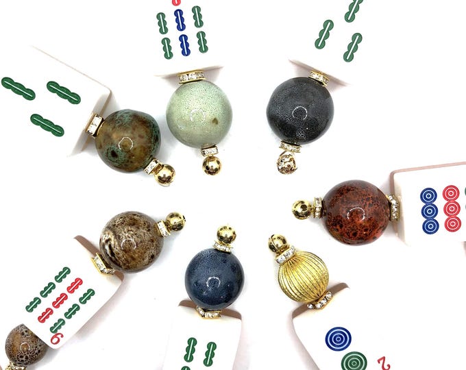 Mahjong tile key rings with Buddha head