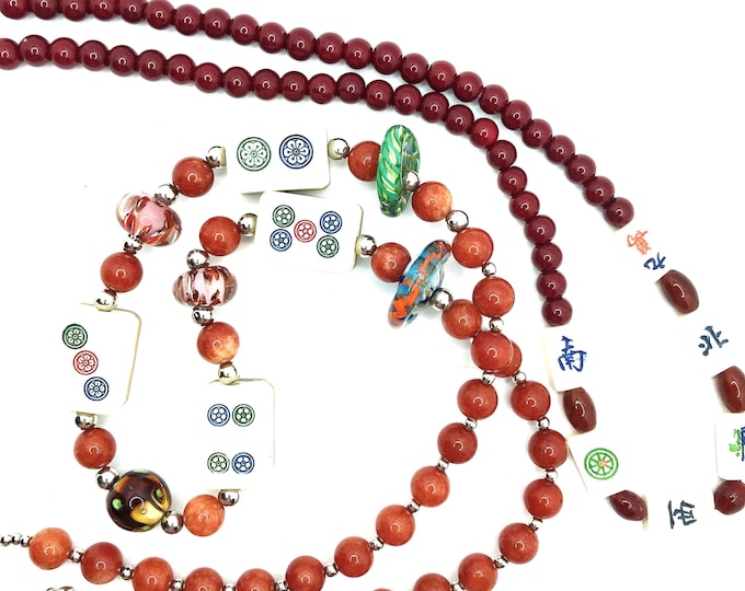 2 Mahjong Necklaces with Antiques Tiles