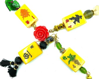 Mahjong Earrings with Bakelite Tiles
