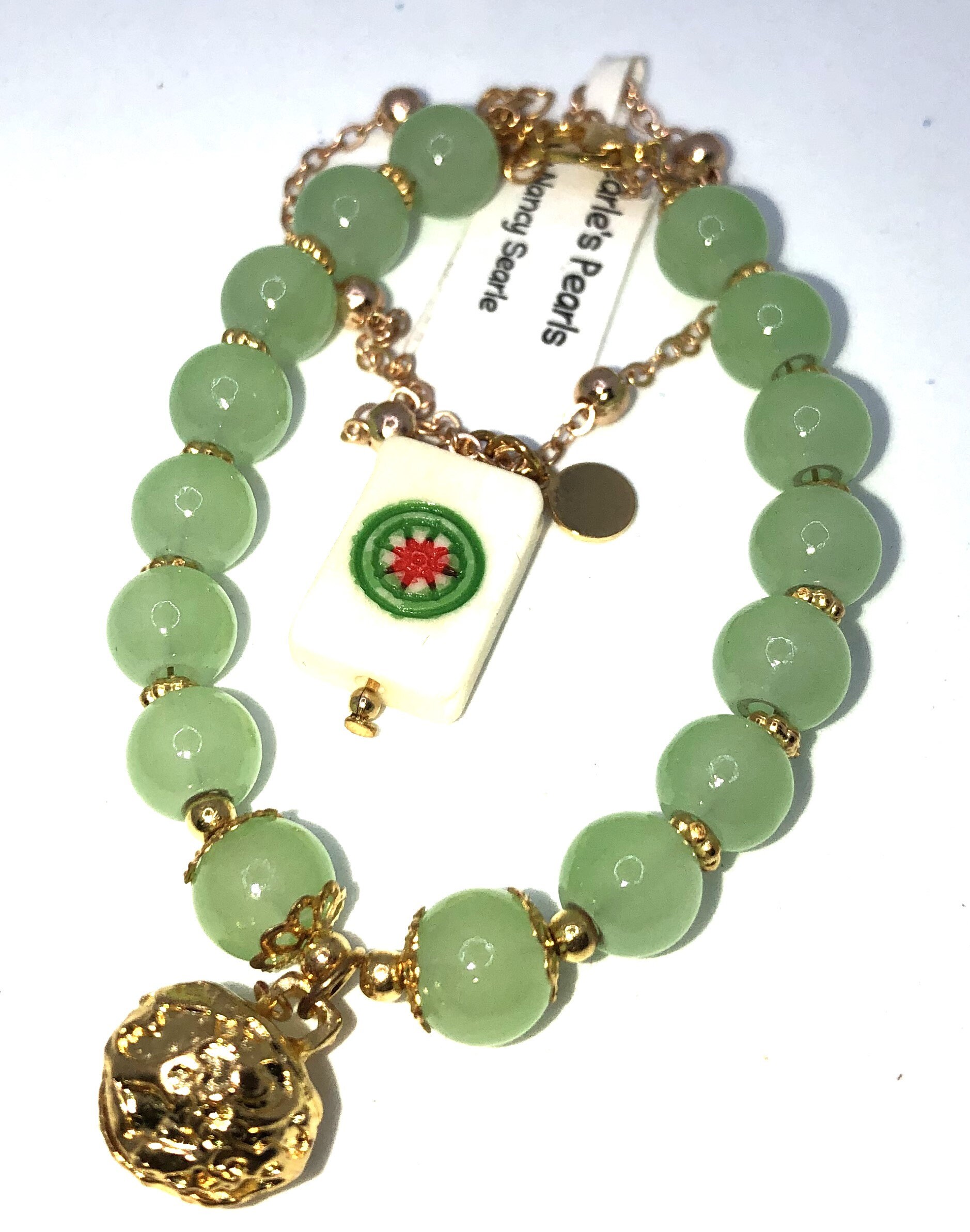 Pair of Dragons Mahjong Ball Bead Bracelet Set of 2 main image 1