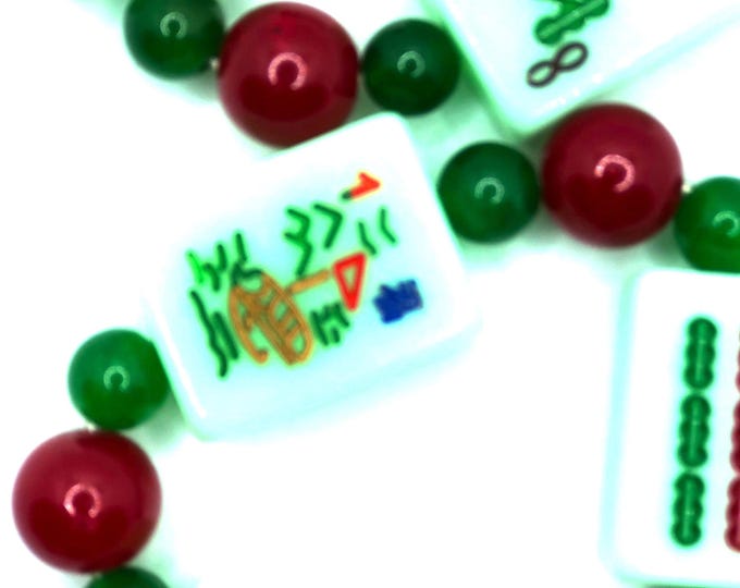 Bracelet with green mahjong tiles