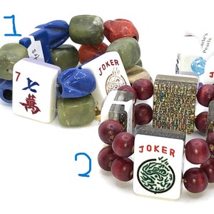 Stretch bracelets with white mahjong tiles