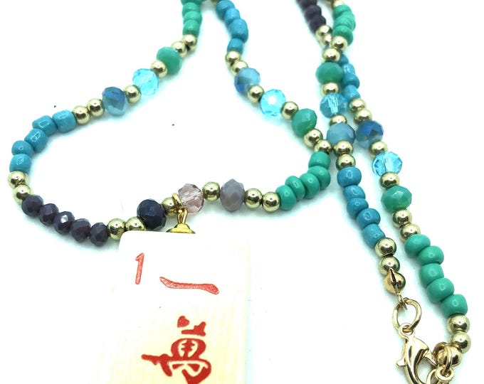 Mahjong Necklace with Wooden Tile
