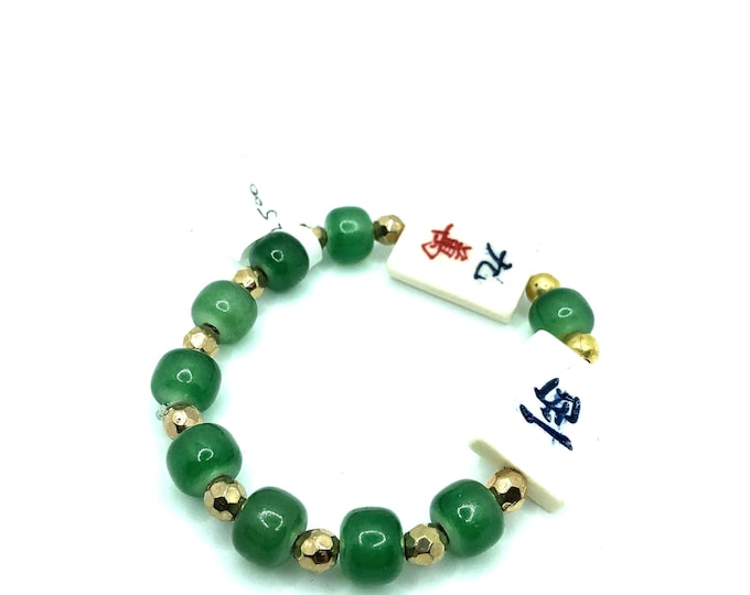 Mahjong Bracelet with Jade Beads in 2 Colors