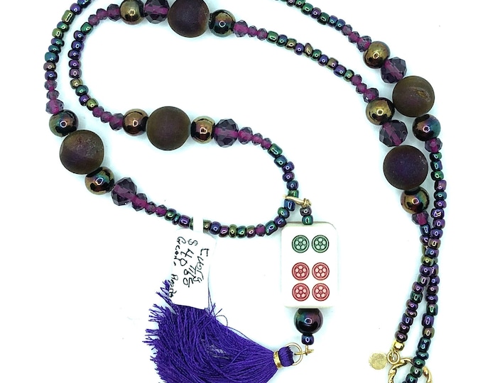 Purple mahjong necklace