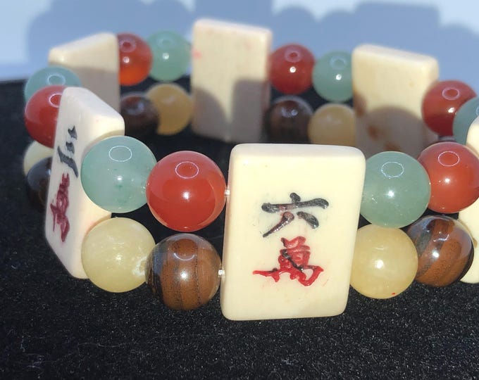 Mahjong bracelet made with African recycled glass beads