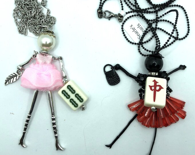 Mahjong lady necklace