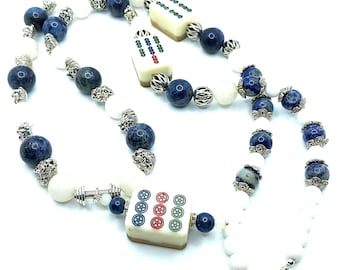 Mahjong necklace with 3 Antique Tiles