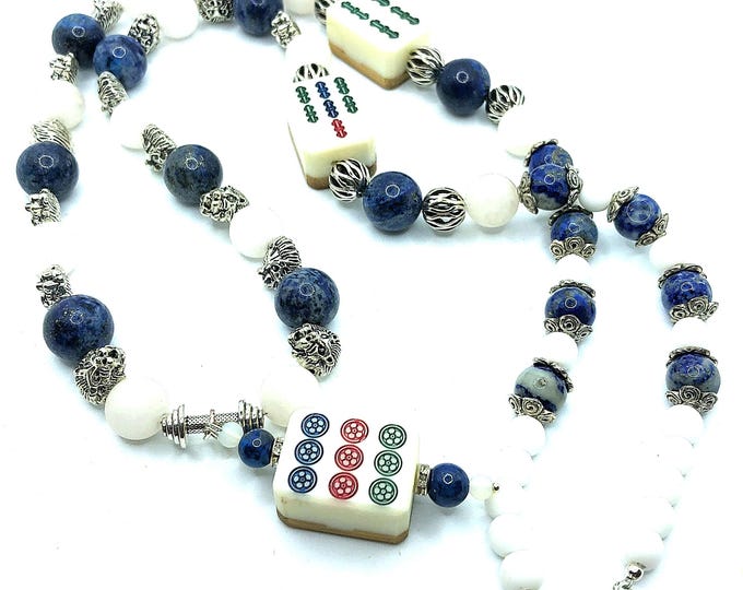 Mahjong necklace with 3 Antique Tiles