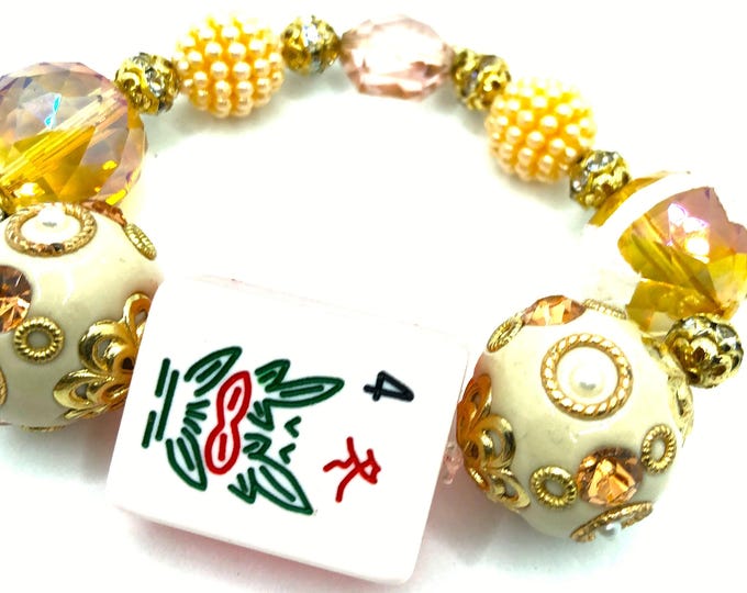 Elegant Elastic Mahjong Bracelets in Shades of Pink