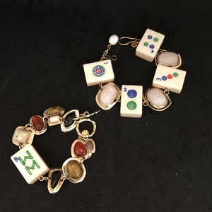 Mahjong bracelet earrings bone bamboo tiles