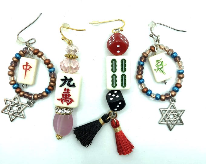 Mahjong earrings with small tiles
