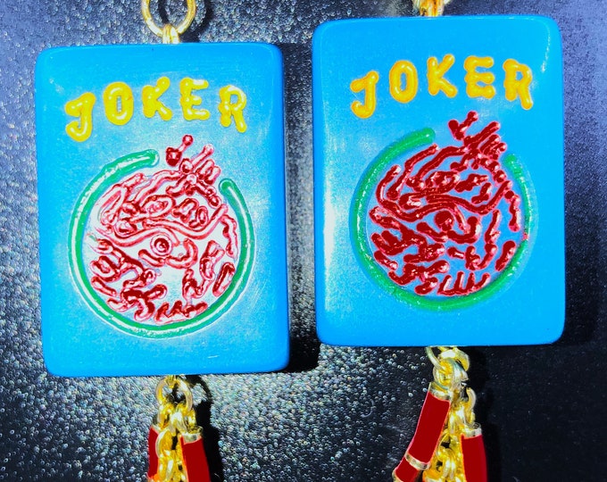 Chinese mahjong firecracker earrings