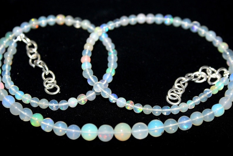Natural Ethiopian welo opal smooth round balls necklace natural opal round balls,opal balls necklace:bo12 6x3mm