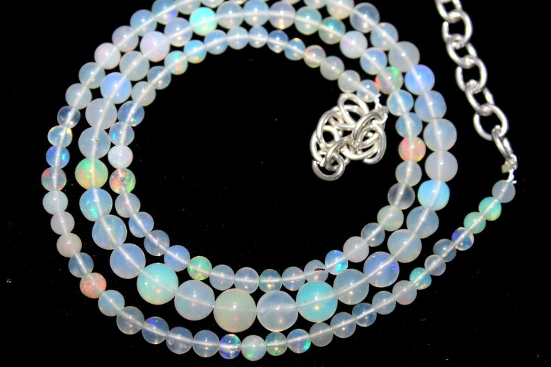 Natural Ethiopian welo opal smooth round balls necklace natural opal round balls,opal balls necklace:bo12 6x3mm