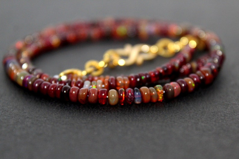 Natural Ethiopian welo opal brown smooth 4-2 MM beads necklace wello fire opal beads necklace:-bo1 fire opal rondelle necklace